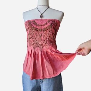 Y2k Grunge Pink Studded Tube Top